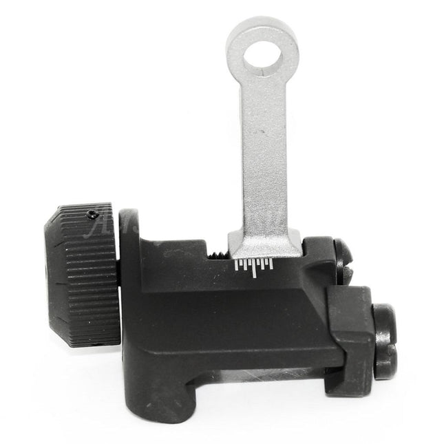 Site web d'airsoft : viseur arrière rabattable en métal KAC Style 300M pour fusils AEG MK18 MOD-1 M4 M16, noir/argent