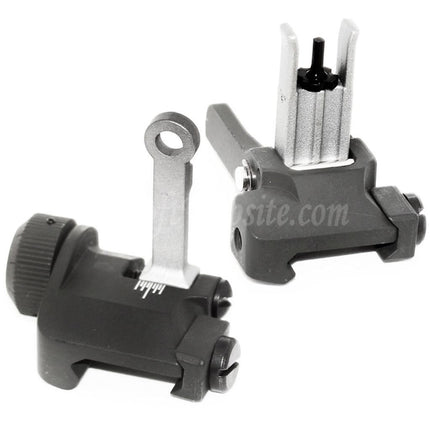 Site web Airsoft : ensemble de mires avant et arrière rabattables en métal KAC Style 300M pour fusils AEG MK18 MOD-1 M4 M16, noir/argent