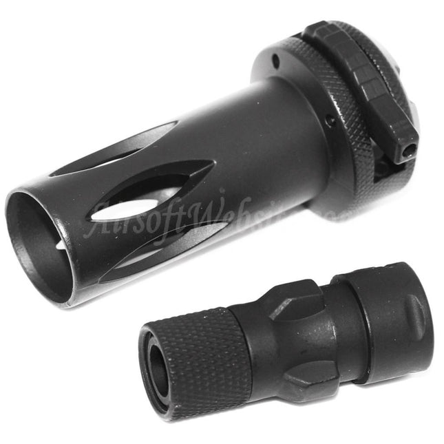 CYMA QD Flash Hider mit Mündungsadapter für CM041 CM049 MP5 AEG Gewehre Airsoft Schwarz