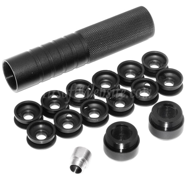 Airsoft Website 146mm 5.75" Inches Noise Damping Bowl Suppressor Silencer Barrel Extension Tube +/-14mm CW/CCW Thread Barrel Airsoft
