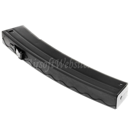 Site web d'airsoft : chargeur 110 cartouches Mid-Cap pour fusils S&amp;T Sterling Series AEG SMG, noir
