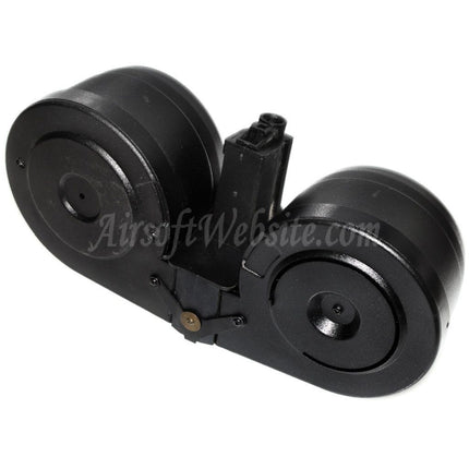 Chargeur double tambour électrique Battleaxe 2 500 coups pour fusils AEG série MP5, noir