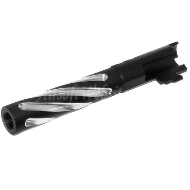 Canon extérieur spiralé en acier inoxydable 5KU 5 pouces style Tornado + 11 mm CW pour pistolets Tokyo Marui Hi-Capa 5.1 GBB Airsoft