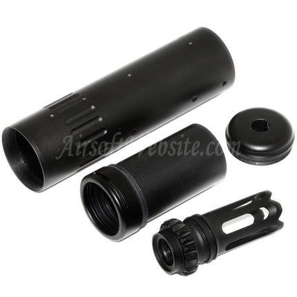 Silencieux CYMA 150 mm AAC SCAR-SD 5,56 QD avec cache-flamme pour fusils à canon fileté antihoraire -14 mm CCW Airsoft Noir