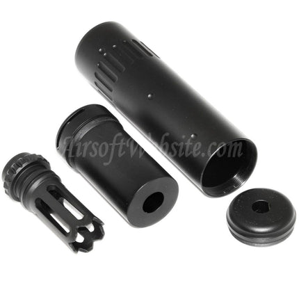 Silencieux CYMA 150 mm AAC SCAR-SD 5,56 QD avec cache-flamme pour fusils à canon fileté antihoraire -14 mm CCW Airsoft Noir