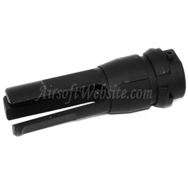 APS 70 mm 3-Zinken-Mündungsbremse Flash Hider für -14 mm CCW-Gewehre mit gegen den Uhrzeigersinn gerichtetem Gewindelauf, Airsoft, Schwarz