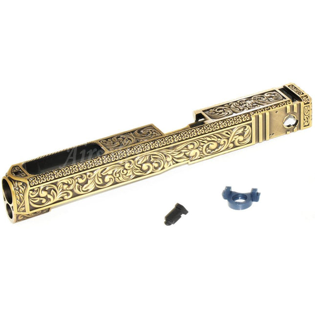 Archives Custom WE (WE-TECH) Gold Carved Pattern Slide For WE G35 GBB Pistols Airsoft Gold
