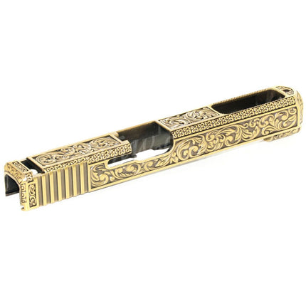Archives Custom WE (WE-TECH) Gold Carved Pattern Slide For WE G35 GBB Pistols Airsoft Gold