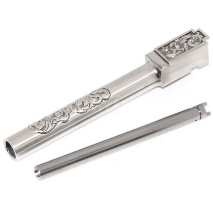 Archives Custom Carved Pattern Inner and Outer Barrel Set For WE (WE-TECH) G34 G35 GBB Pistols Airsoft Silver