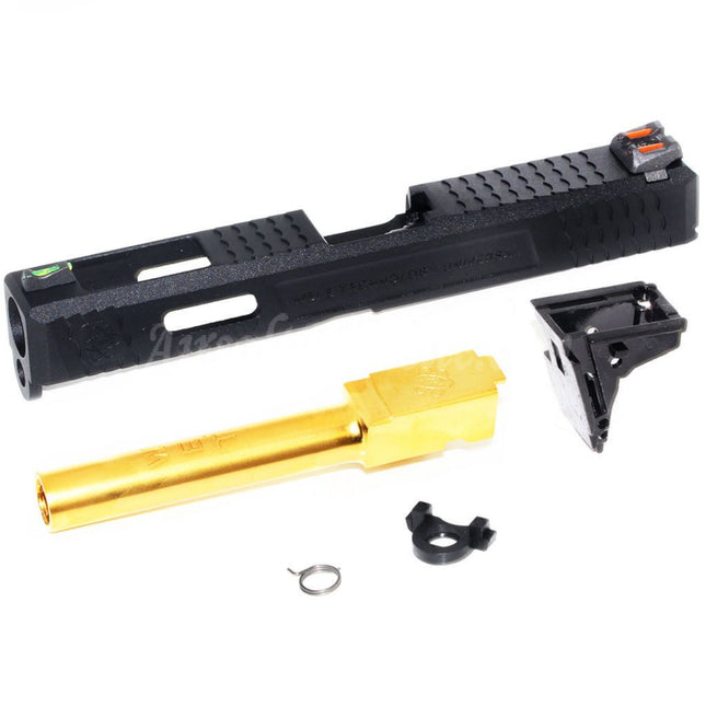 Archives Custom WE (WE-TECH) Outer Barrel Slide With Hammer And Front Rear Fiber Optic Sight Set For AW WE Tokyo Marui G17 GBB Pistols Airsoft