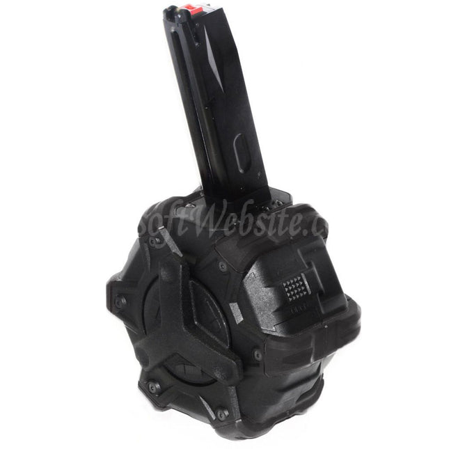 Armorer Works AW Custom 350rd Gas Adaptive Drum Magazine for AW MB Series / KJW / WE (WE-TECH) / Tokyo Marui M9 M92 GBB Pistols Airsoft