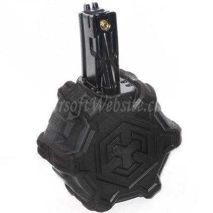 Chargeur à tambour adaptatif à gaz Armorer Works AW Custom 350 cartouches pour fusils GBB WE (WE-TECH) AP APACHE MP5 Series Airsoft
