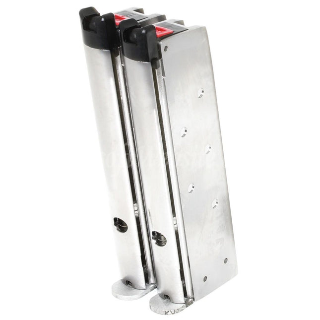 Armorer Works AW 32rd Double Barrel Gas Magazine for AW MX Series / WE Double Barrel 1911 Series GBB Pistols Airsoft Silver (Skull Cam Baseplate)