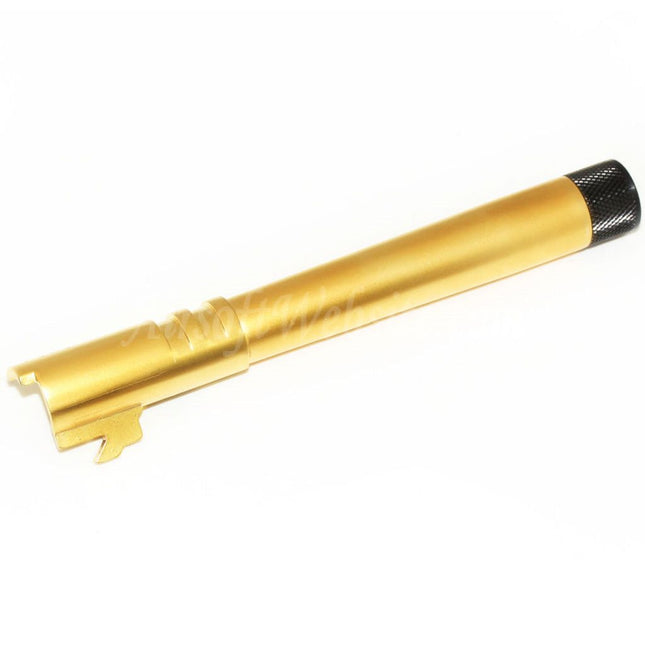 Canon extérieur 132 mm/138 mm avec couvre-canon pour pistolets GBB EMG DVC 3-GUN / AW / WE / Tokyo Marui Hi-Capa 5.4, sous licence EMG, STI™ DVC 3-GUN, Airsoft Gold
