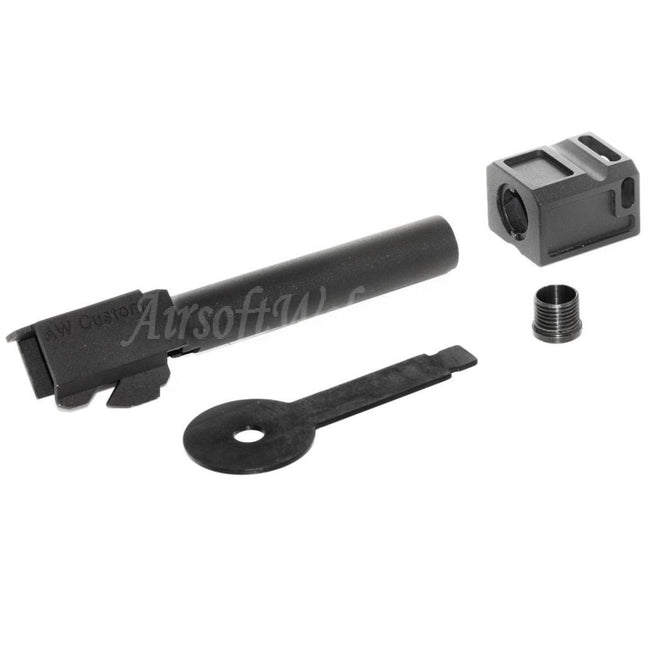 Armorer Works AW VX Outer Barrel Kit with Compensator MOD-1 for AW VX7 Series / EMG SAI BLU Standard / ISSC M22 / Lonewolf / Tokyo Marui / WE G17 G18C GBB Pistols Airsoft