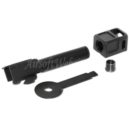 Kit canon extérieur Armorer Works AW VX avec compensateur MOD-2 pour pistolets Airsoft série AW VX9 / EMG SAI BLU COMPACT / Tokyo Marui / WE G19 GBB
