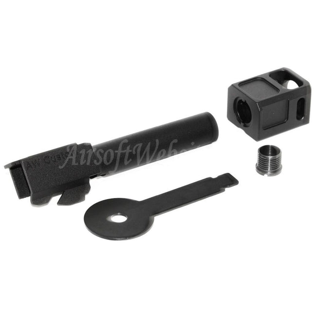 Armorer Works AW VX Outer Barrel Kit with Compensator MOD-2 for AW VX9 Series / EMG SAI BLU COMPACT / Tokyo Marui / WE G19 GBB Pistols Airsoft