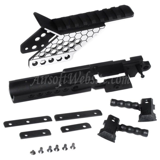 Armorer Works AW Pre-drilled HX Middle Frame with Optics Mount and Speed Cocking Handle For AW WE Tokyo Marui Hi-Capa Series GBB Pistols Airsoft Black/Silver