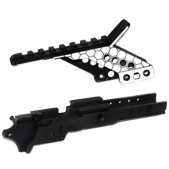 Armorer Works AW Pre-drilled HX Middle Frame with Optics Mount and Speed Cocking Handle For AW WE Tokyo Marui Hi-Capa Series GBB Pistols Airsoft Black/Silver