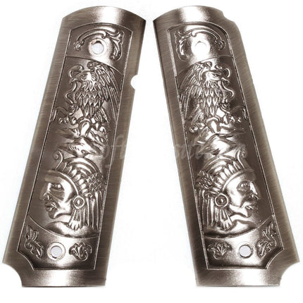 WE (WE-TECH) Housse de poignée en plastique sculpté pour pistolets DOUBLE BELL ARMY AW WE KJ ​​Tokyo Marui M1911 MEU SERIES 70 M45A1 WARRIOR GBB Airsoft Silver Grey