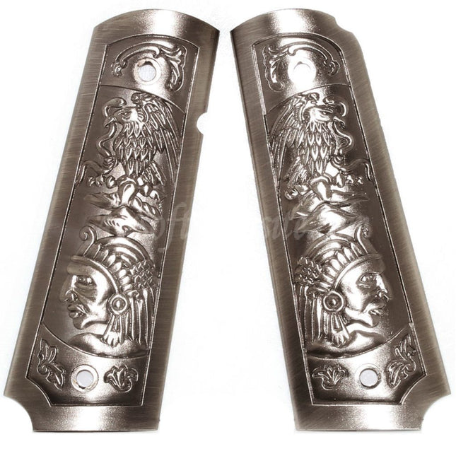WE (WE-TECH) Carved Plastic Grip Cover For DOUBLE BELL ARMY AW WE KJ Tokyo Marui M1911 M.E.U SERIES 70 M45A1 WARRIOR GBB Pistols Airsoft Silver Grey