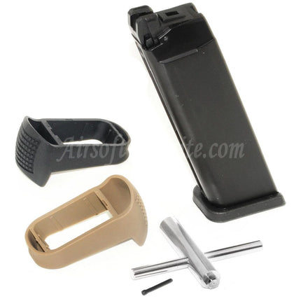 WE (WE-TECH) Kit d'extension de poignée de valve de chargeur CO2 25 coups pour pistolets GBB série G17 G18C G34 G35 Airsoft Noir
