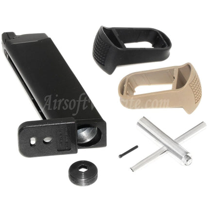 WE (WE-TECH) Kit d'extension de poignée de valve de chargeur CO2 25 coups pour pistolets GBB série G17 G18C G34 G35 Airsoft Noir