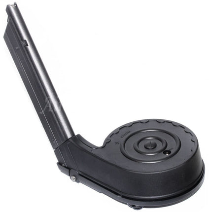 Chargeur à tambour à gaz WE (WE-TECH) de 50 cartouches pour pistolet Armorer Works A180 Blaster WE P08 Luger GBB
