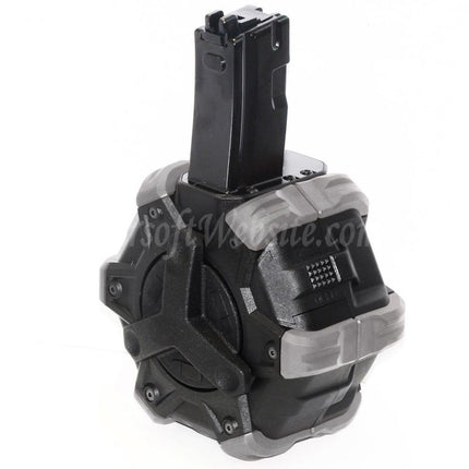 Chargeur à tambour adaptatif à gaz Armorer Works AW Custom 350 cartouches pour fusils GBB WE (WE-TECH) AP APACHE MP5 Series Airsoft