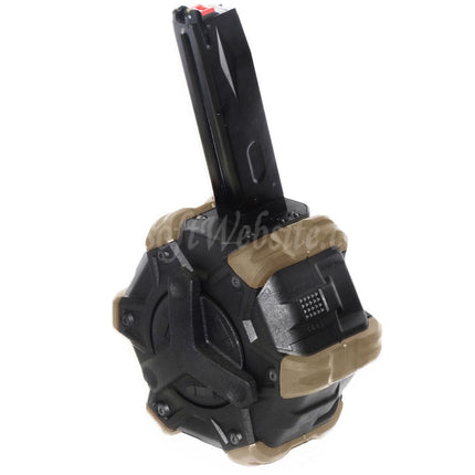 Chargeur à tambour adaptatif à gaz Armorer Works AW Custom 350 cartouches pour pistolets AW MB Series / KJW / WE (WE-TECH) / Tokyo Marui M9 M92 GBB Airsoft