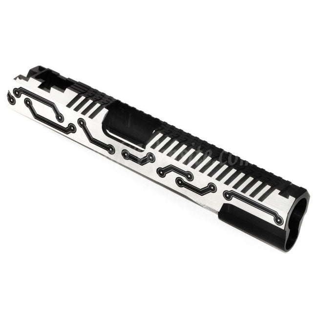 5KU CNC Aluminium Infinity Future Schlitten-Set passend für Tokyo Marui Hi-Capa 5.1 Serie GBB Pistolen Airsoft Schwarz/Silber