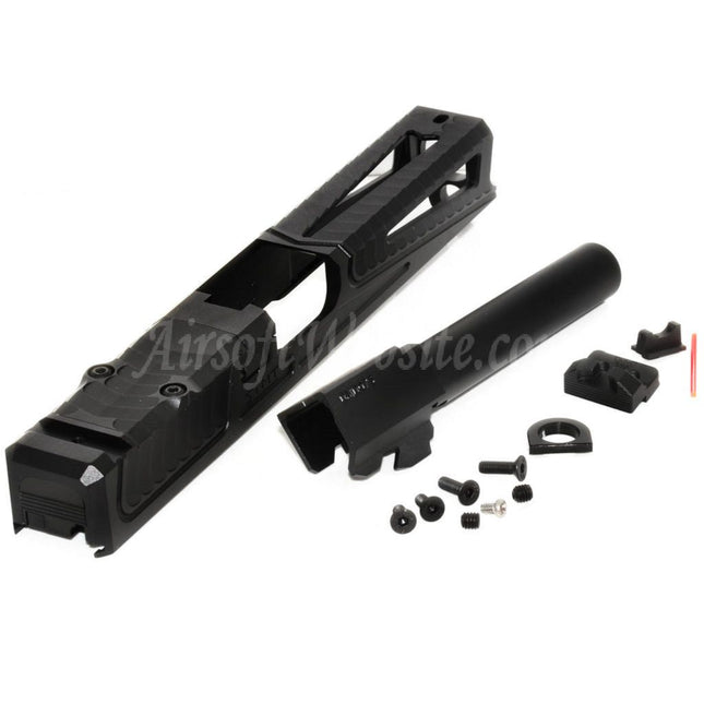 Ensemble de glissières de canon 5KU CNC RMR découpées avec fenêtre pour pistolets Tokyo Marui série G17 GBB Airsoft noir