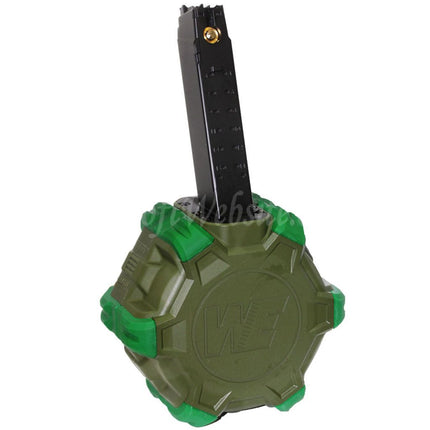 Chargeur à tambour à gaz WE (WE-TECH) 350 cartouches pour fusils WE PCC Type 888, 888C, RARS, R5C, M4, M16, série GBB, Airsoft