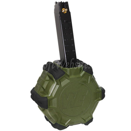 Chargeur à tambour à gaz WE (WE-TECH) 350 cartouches pour fusils WE PCC Type 888, 888C, RARS, R5C, M4, M16, série GBB, Airsoft