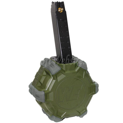 Chargeur à tambour à gaz WE (WE-TECH) 350 cartouches pour fusils WE PCC Type 888, 888C, RARS, R5C, M4, M16, série GBB, Airsoft