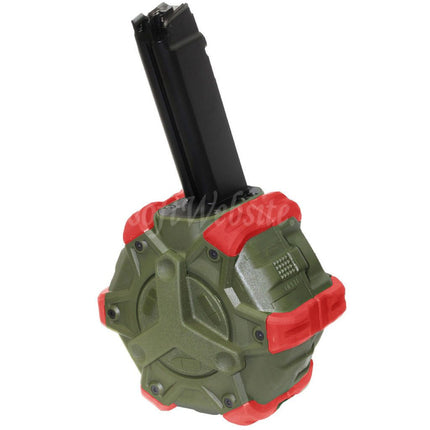 Chargeur à tambour à gaz WE (WE-TECH) 350 cartouches pour fusils WE PCC Type 888, 888C, RARS, R5C, M4, M16, série GBB, Airsoft
