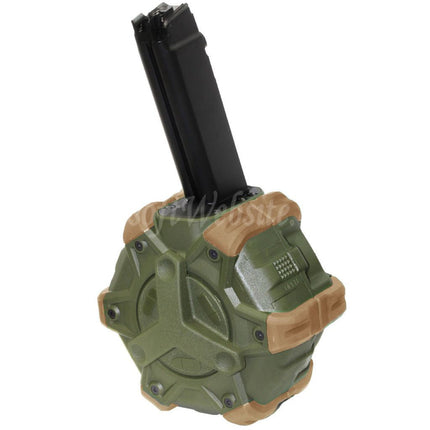 Chargeur à tambour à gaz WE (WE-TECH) 350 cartouches pour fusils WE PCC Type 888, 888C, RARS, R5C, M4, M16, série GBB, Airsoft