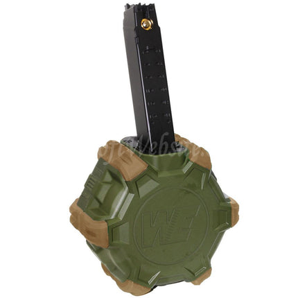 Chargeur à tambour à gaz WE (WE-TECH) 350 cartouches pour fusils WE PCC Type 888, 888C, RARS, R5C, M4, M16, série GBB, Airsoft