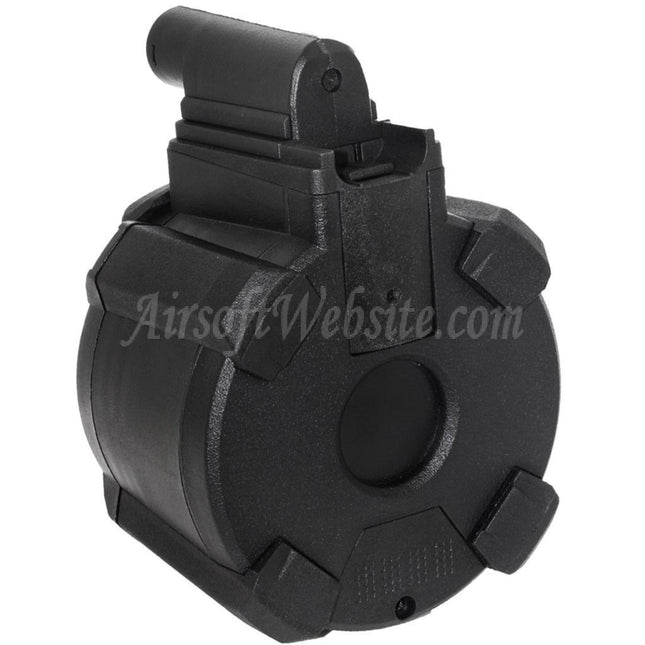 BATTLEAXE 1400rd Electric Drum Magazine For CYMA Golden Eagle Double Eagle Tokyo Marui M870 Shotgun Airsoft Black
