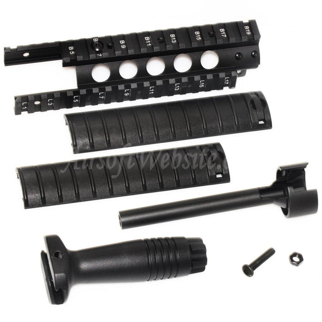Système de rail de garde-main CYMA MP5 DX avec poignée avant QD et canon extérieur pour fusils AEG CYMA G&amp;G Umarex Tokyo Marui série MP5 Airsoft noir