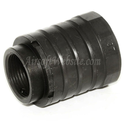 Cache-flamme 5KU 50 mm 360 x 37 avec frein de bouche et bouclier anti-explosion pour fusils à canon fileté +24 mm CW (filetage horaire) Airsoft, noir