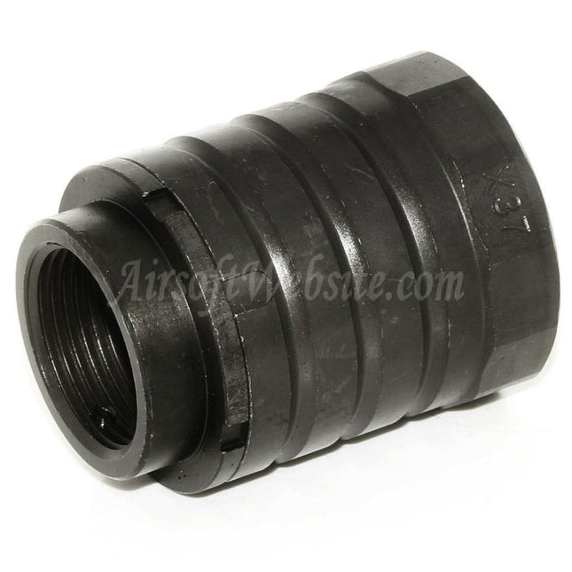 5KU 50mm 360 X37 Muzzle Brake Flash Hider With Blast Shield For +24mm CW Clockwise Thread Barrel Rifles Airsoft Black