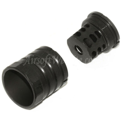 Cache-flamme 5KU 48 mm 360 x 37 avec frein de bouche et bouclier anti-explosion pour fusils à canon fileté antihoraire -14 mm CCW, noir