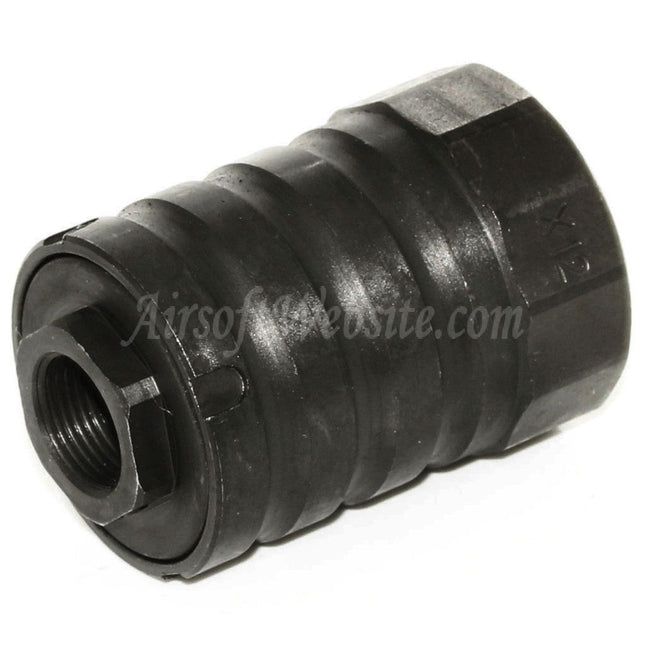 5KU 53mm 360 X12 Muzzle Brake Flash Hider With Blast Shield For -14mm CCW Counter-Clockwise Thread Barrel Rifles Airsoft Black