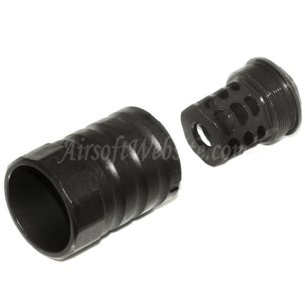 Cache-flamme 5KU 53 mm 360 x 12 avec frein de bouche et bouclier anti-explosion pour fusils à canon fileté antihoraire -14 mm CCW, noir