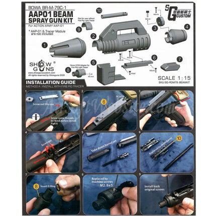 Kit de pulvérisation tactique SG Beam de type A pour pistolets GBB Action Army série AAP-01 Airsoft