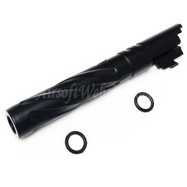 Canon extérieur spiralé 5KU 5" pouces 123/127 mm en aluminium CNC style Tornado + 11 mm CW pour pistolets Armorer Works AW WE-TECH Tokyo Marui Hi-Capa 5.1 GBB Airsoft