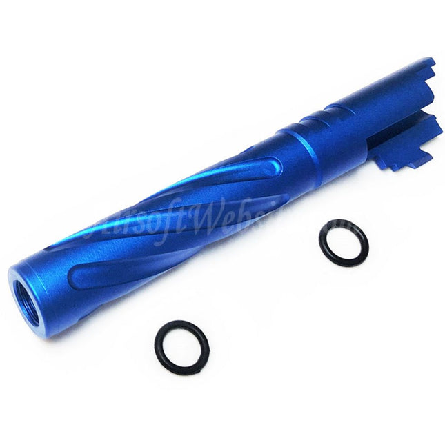 Canon extérieur spiralé 5KU 5" pouces 123/127 mm en aluminium CNC style Tornado + 11 mm CW pour pistolets Armorer Works AW WE-TECH Tokyo Marui Hi-Capa 5.1 GBB Airsoft