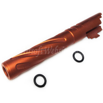 Canon extérieur spiralé 5KU 5" pouces 123/127 mm en aluminium CNC style Tornado + 11 mm CW pour pistolets Armorer Works AW WE-TECH Tokyo Marui Hi-Capa 5.1 GBB Airsoft