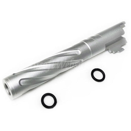 Canon extérieur spiralé 5KU 5" pouces 123/127 mm en aluminium CNC style Tornado + 11 mm CW pour pistolets Armorer Works AW WE-TECH Tokyo Marui Hi-Capa 5.1 GBB Airsoft
